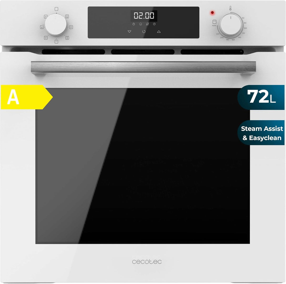 Grill Cecotec Bolero Hexa M226000 Multifunctionele oven, 60 cm, 2800 W, 72 l, 7 functies, Steam Base X2, Glass wit A, ingebouwd, grillmodus, Defroest