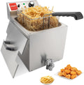 Friteuses Valgus Commerciële elektrische friteuse van roestvrij staal, 3300 W, 13 l, grote keukenfriteuse, met mand en deksel, afvoersysteem