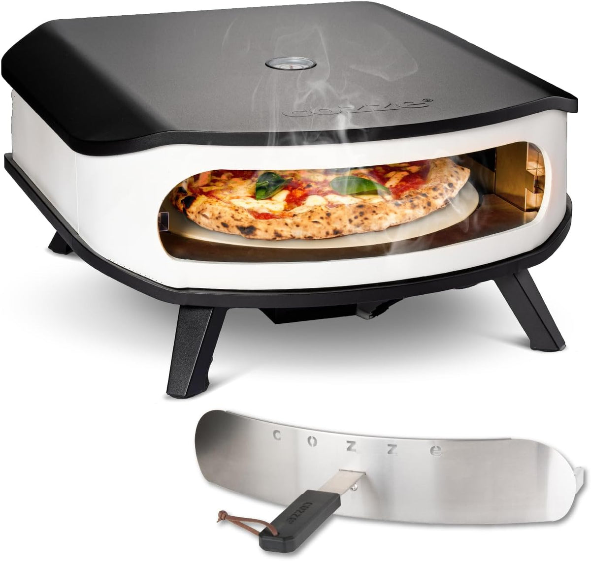 cozze Pizzaoven ® 17' gas 6,0 kW, met roterende pizzasteen Ø42,5 cm en deur – ingebouwde thermometer, 30 mbar