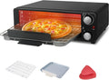 Pizzaoven Elektrische pizzamaker, elektrische pizzaoven van 1200 W, met timer van 15 minuten, 0-230 °C instelbaar, draagbare pizzaoven, voor binnen