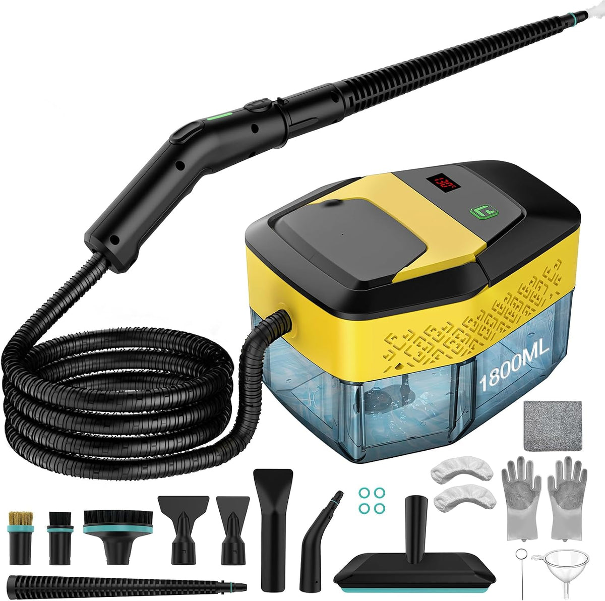 Granarbol Stoomreiniger 2500 W professionele, 15 seconden verwarming, met 18 stuks reinigingsset en verlengstang, handapparaat, handstoomreiniger