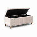 Polsterhocker mit Stauraum 120 cm Leinen Beige