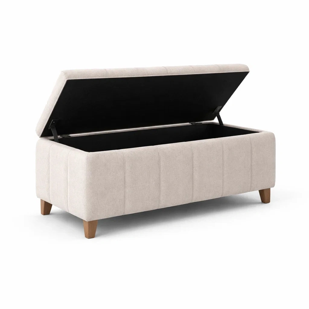 Polsterhocker mit Stauraum 120 cm Leinen Beige