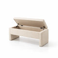Beige Stoff Stauraumbank mit Holzrahmen