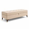 Polsterbank aus Textil mit Stauraum, Beige, 140x45x45cm