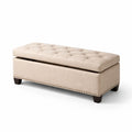 Sitzbank mit Stauraum Leinen Beige 120x40x45 cm