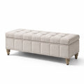 Leinengepolsterte Bank mit Stauraum Beige