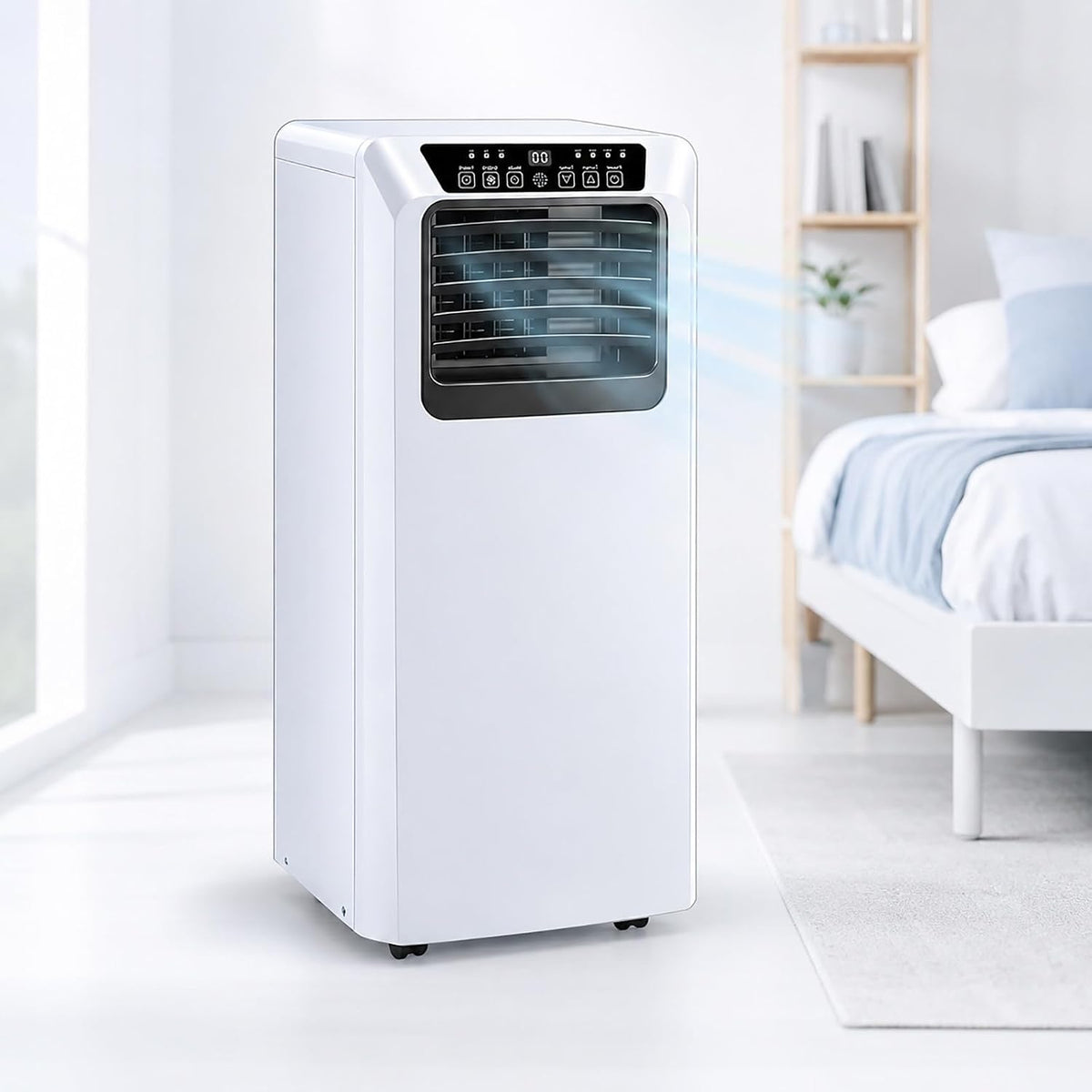 Mobiele airco Beachtiful, 3-in-1 9000 BTU-unit, voor slaapkamer en thuiskantoor tot 20 m2, met ventilator en ontvochtiger, Stille koeling