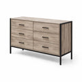 Holzoptik Kommode mit 6 Schubladen und Metallrahmen