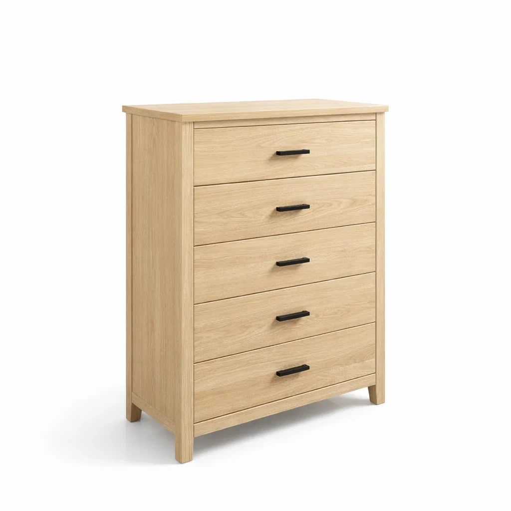 Kommode mit 5 Schubladen aus MDF Eicheoptik