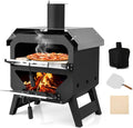 Costway Pizzaoven Outdoor, met pizzaschep, pizzasteen, waterdichte afdekking, roestvrijstalen dak en hittebestendige handgrepen, draagbare brander