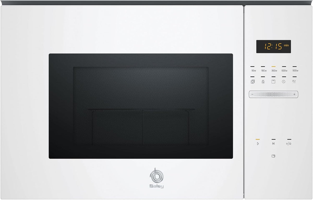 Balay Grill, 38 cm, 25 l, draaibare plaat 31,5 cm, 3CG5175B2, 8 recepten, 2021, wit glas, frameloze ingebouwde magnetron, Aqualisis, met grill