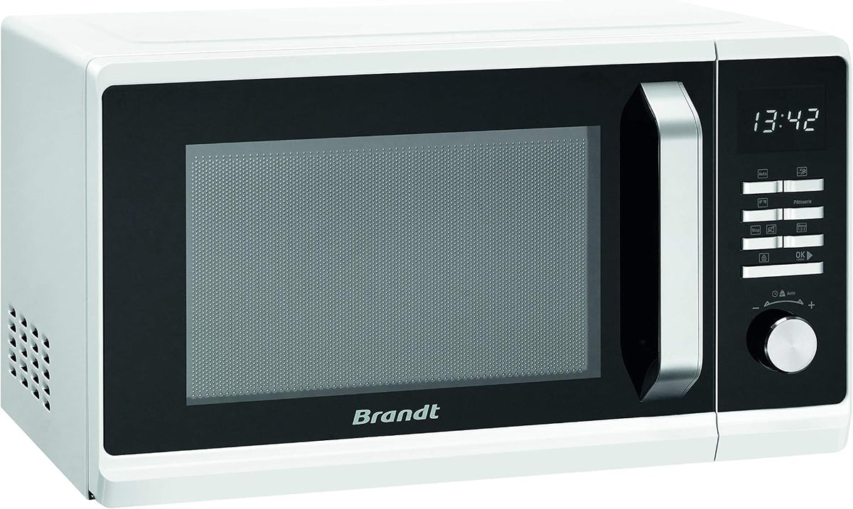 Magnetron Brandt, Ontdooimodus - 23 l - 800 W, SE2302W, Automatisch, Wit en Zwart, RVS holte