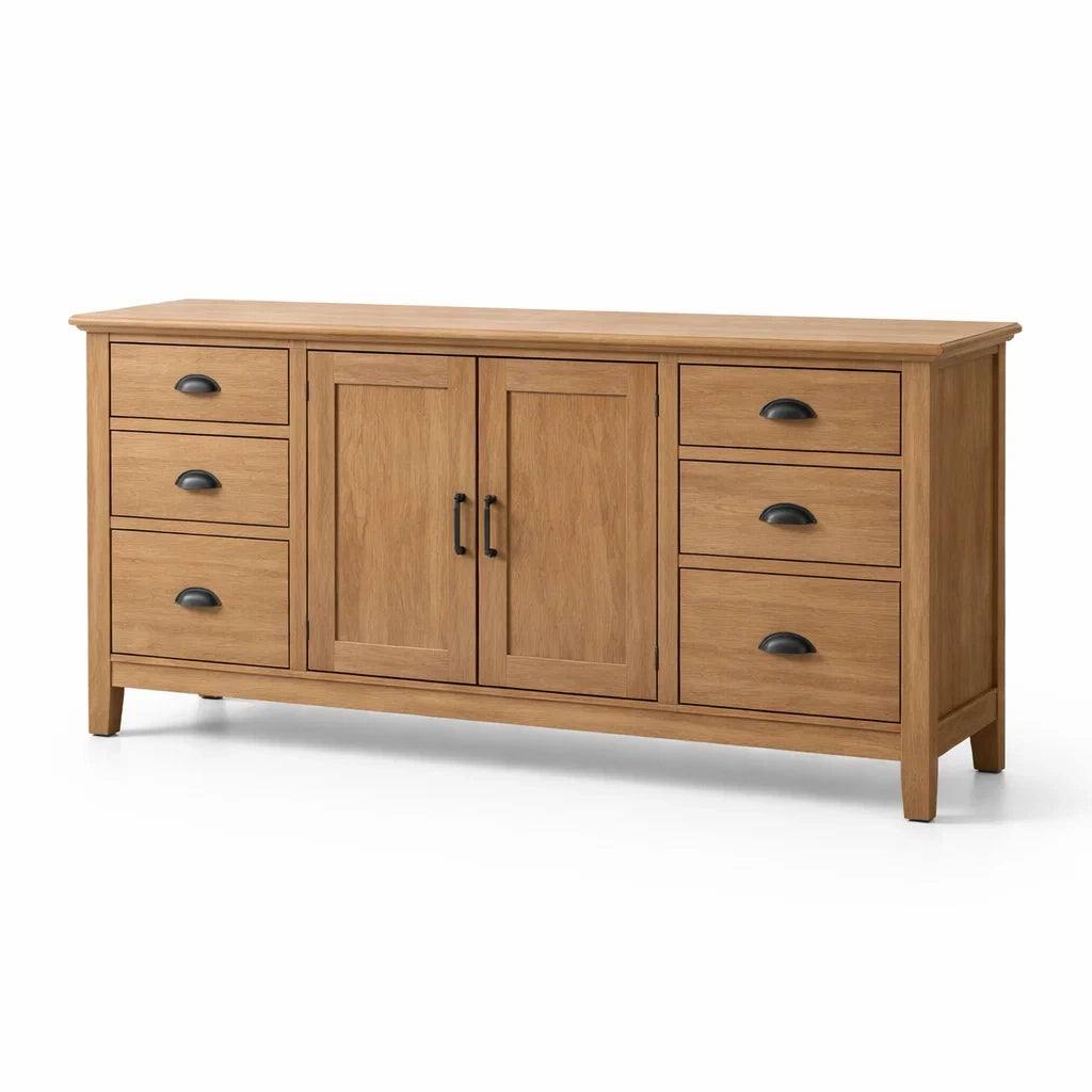 Sideboard aus Eichenfurnier mit 6 Schubladen und 2 Türen