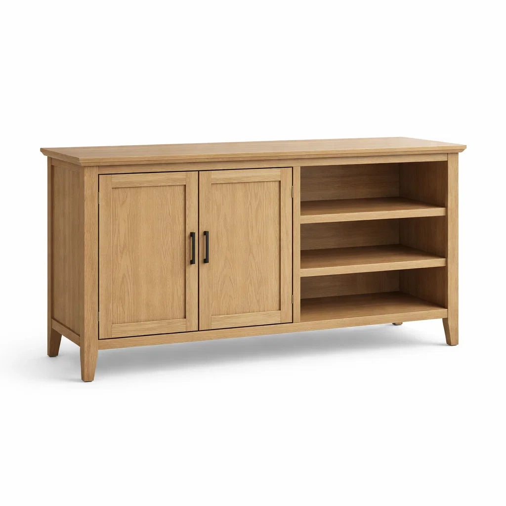 Sideboard aus Eichenholz mit Türen und Regalen, 120x40x75 cm