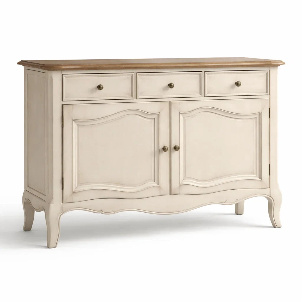 Holz Sideboard mit Eiche Oberfläche, Weiß