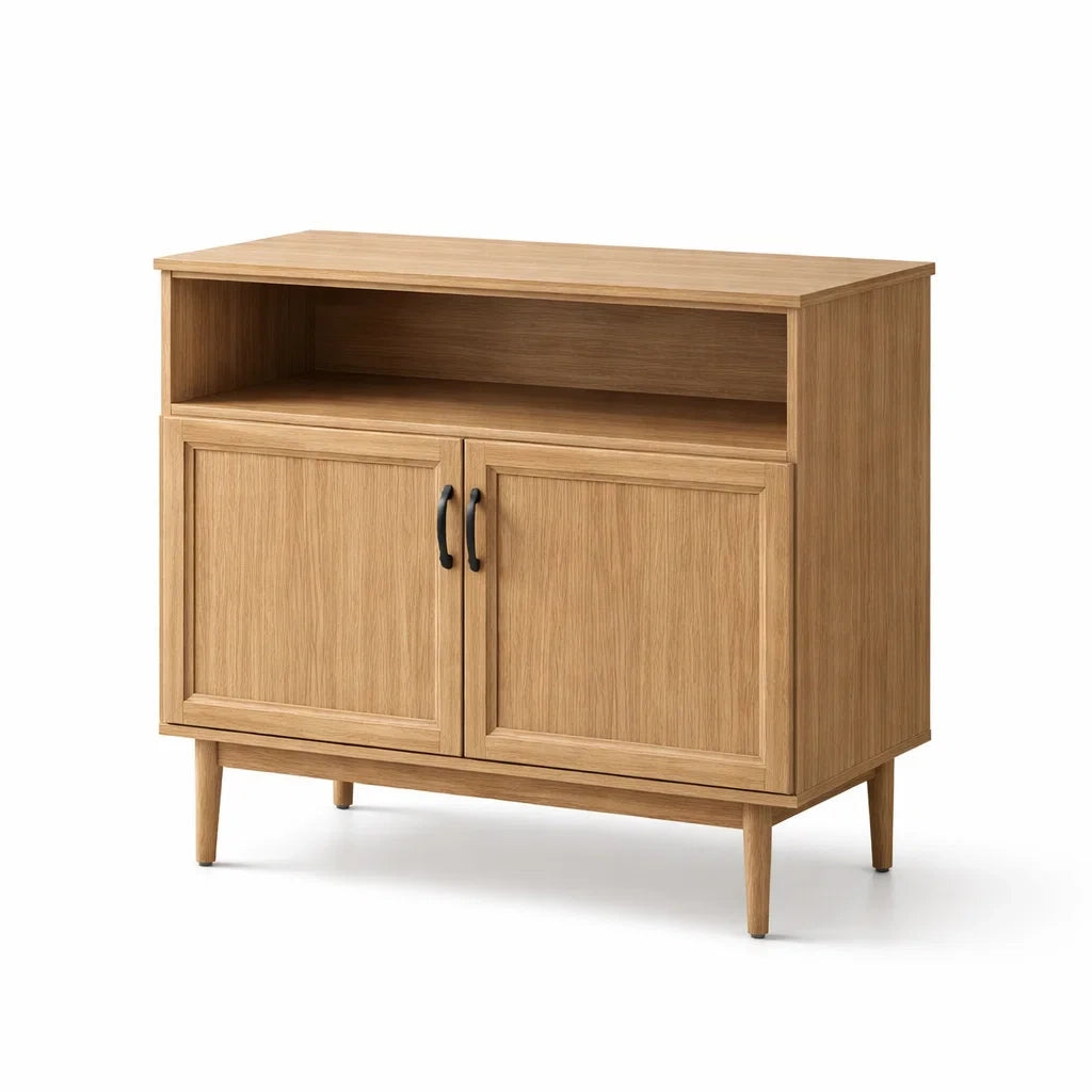 Sideboard Holz Eichenfurnier 2 Türen 90x40x80cm