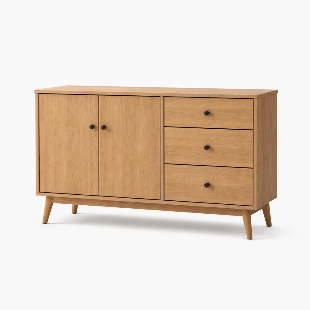 Sideboard Eichenfurnier 2 Türen 3 Schubladen 120x40x75 cm