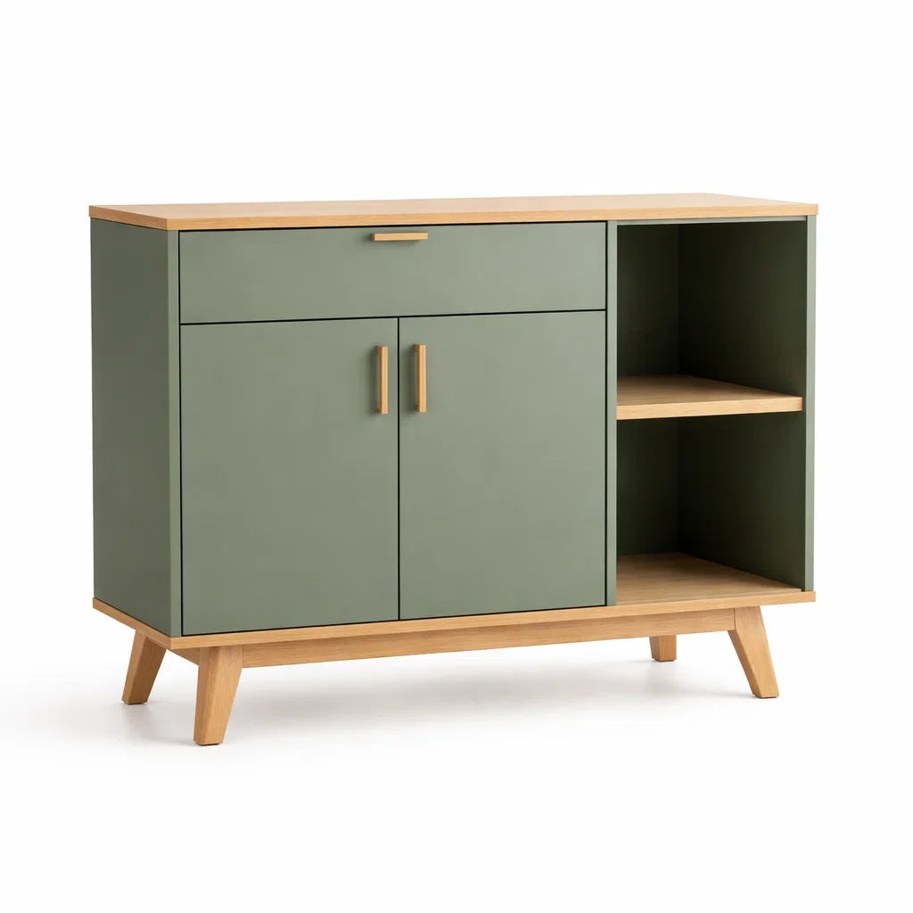 Kommode aus MDF und Massivholz Grün