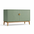 Sideboard mit 2 Türen aus MDF in Grün und Massivholzbeinen
