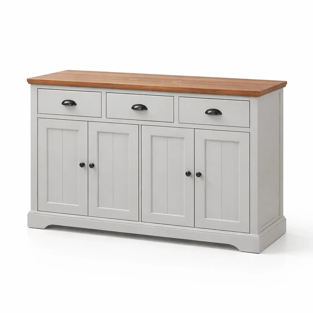 Sideboard mit MDF und Eiche Oben, Weiß, 90x120x40 cm