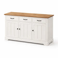 Sideboard mit Holzplatte Weiß 140x42x81 cm
