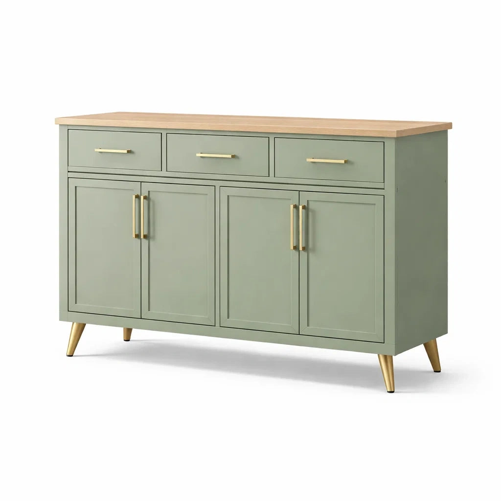 Sideboard MDF mit Metallgriffen Salbeigrün 120x40x80 cm