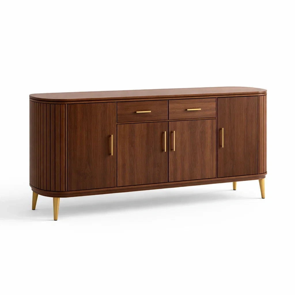 Sideboard aus Holz Nussbaum mit Messinggriffen