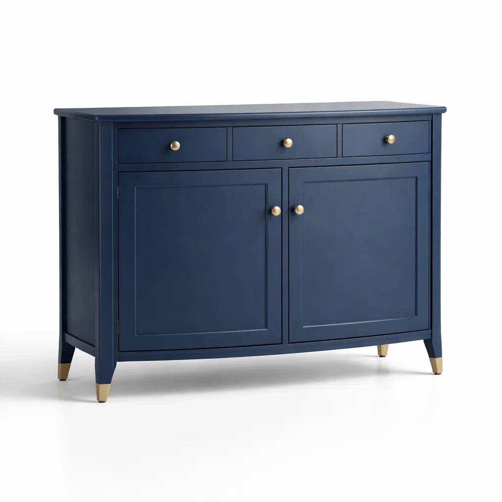 Blaue MDF-Holzkommode mit Schubladen und Türen