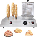 Xnxysmkj Hot dog machines Commerciële elektrische hotdogmachine stoomboot, 3/4 toaststok (3), broodwarmer, fornuis roestvrij staal
