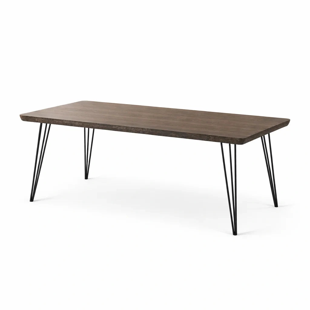 Esstisch Holz Metallbeine Dunkelbraun 180x90x75 cm
