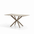 Rechteckiger Esstisch aus Eichenfurnier und Metall Beige