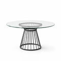 Runder Tisch aus Glas und Metall, 120 cm