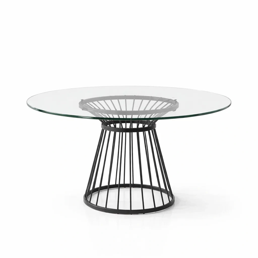 Runder Tisch aus Glas und Metall, 120 cm