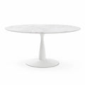 Runder Tisch aus Carrara-Marmor mit weißem Aluminium-Sockel 120cm