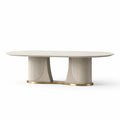 Esstisch Oval Beige Holzwerkstoff Metall 200x100x75cm
