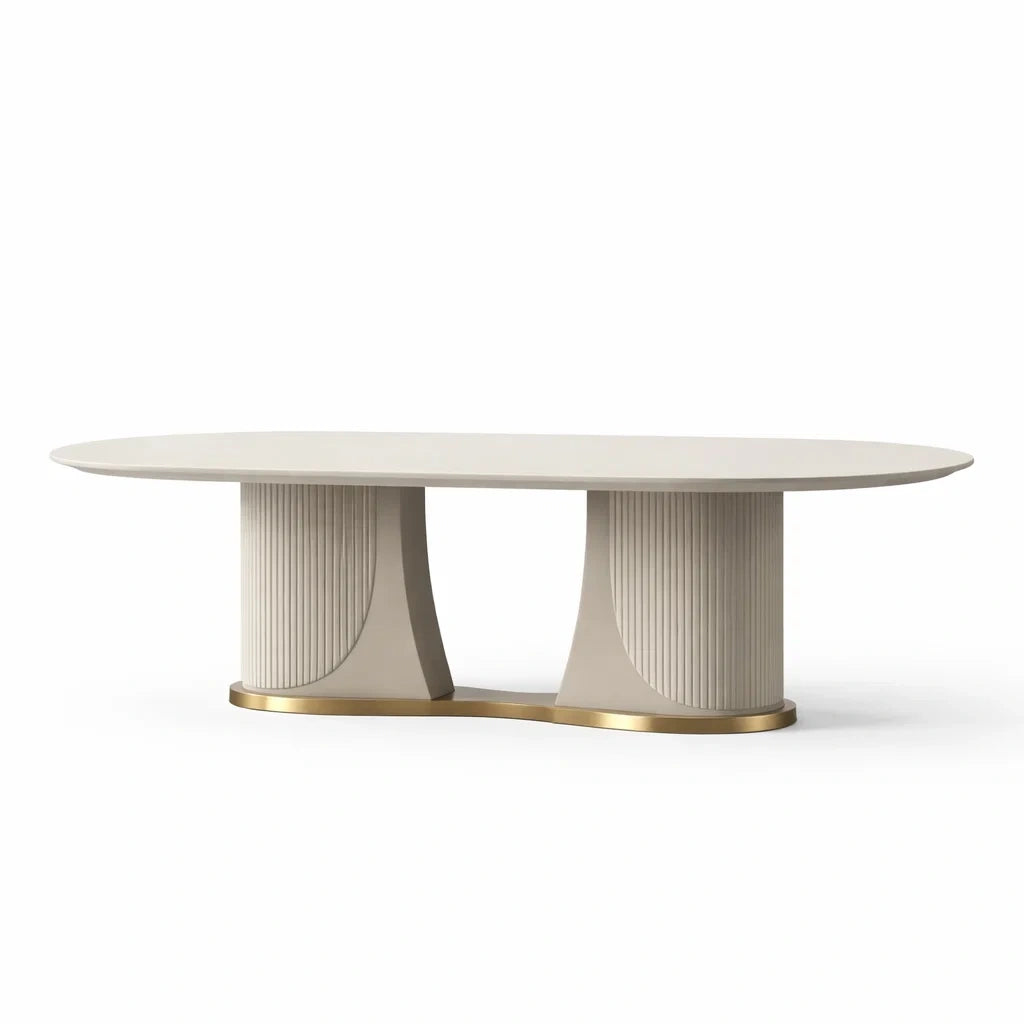 Esstisch Oval Beige Holzwerkstoff Metall 200x100x75cm