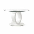 Runder Esstisch aus Glas mit weißem MDF-Gestell 120cm