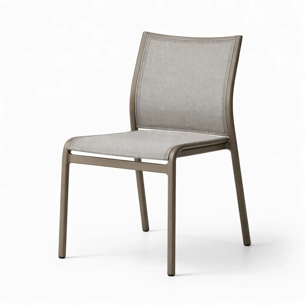 Stapelbarer Stuhl Aluminium Beige Polyester