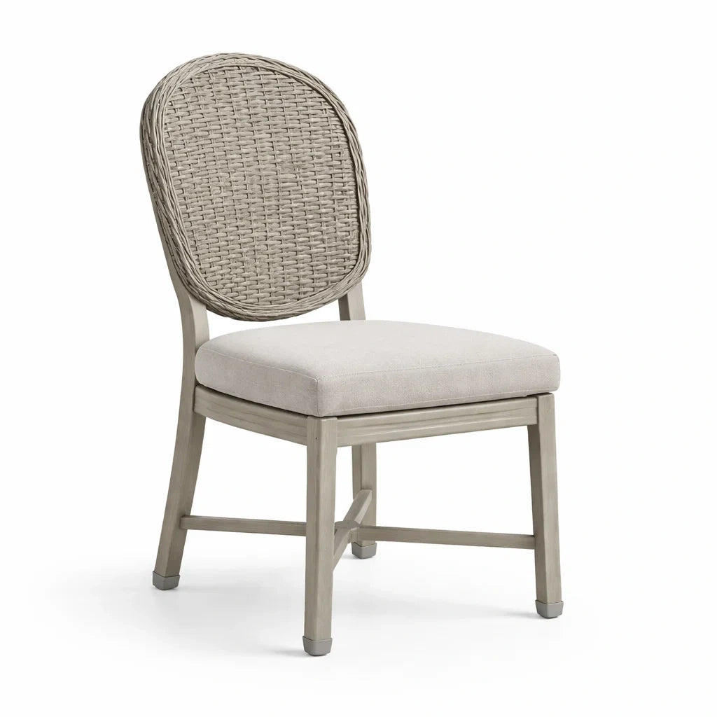 Esszimmerstuhl Holz Rattan Beige Polster