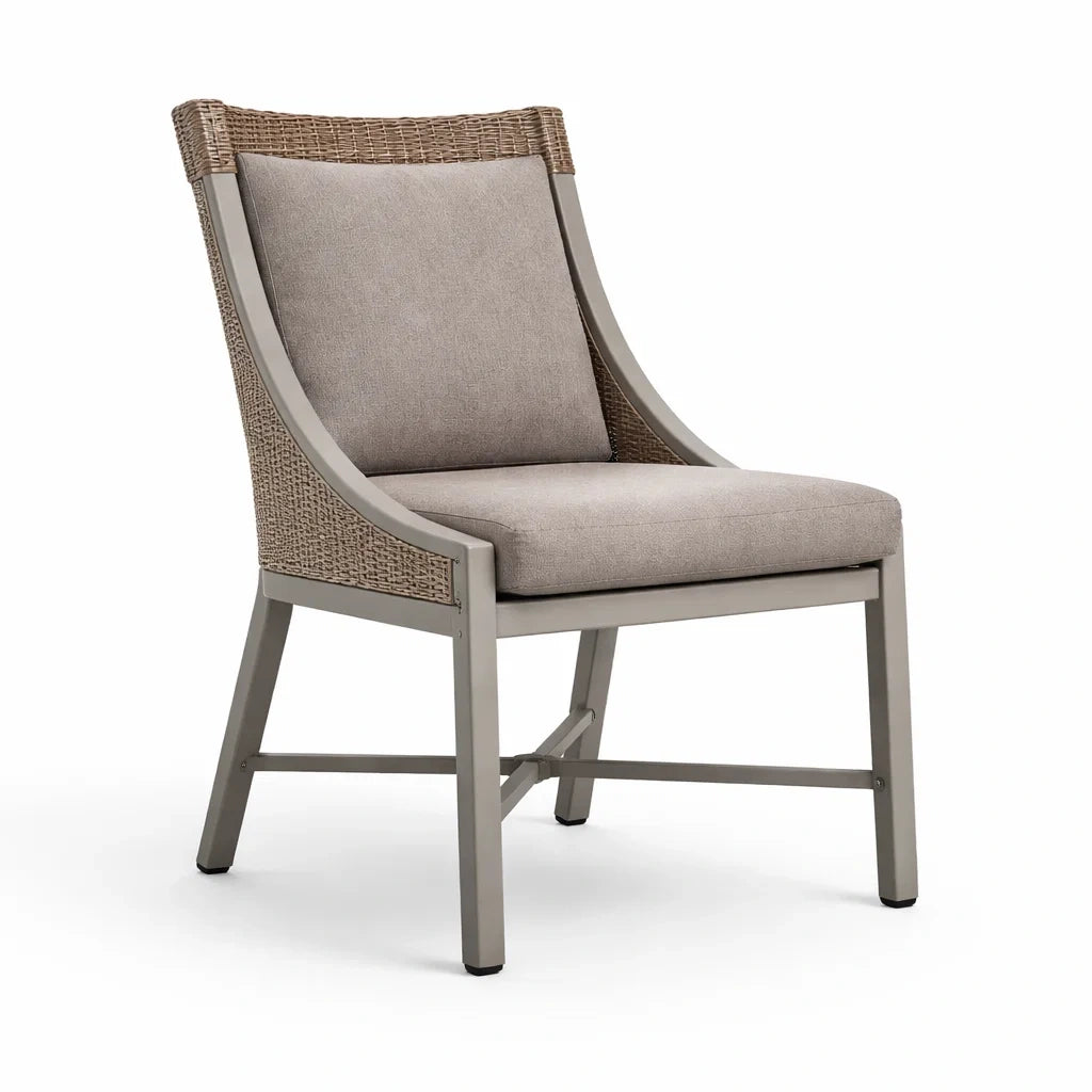 Esszimmerstuhl Aluminium Rattan Polyester Beige