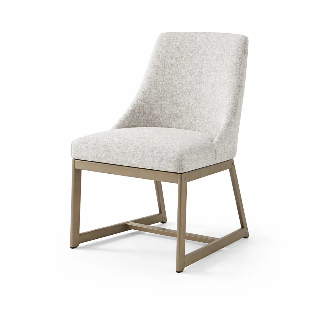 Esszimmerstuhl aus Metall mit Polyestergewebe Beige