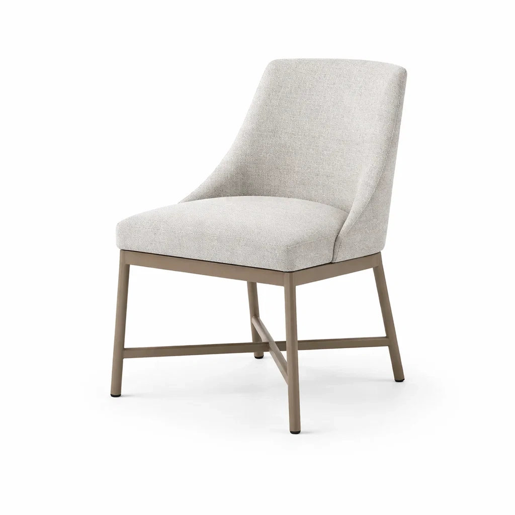 Esszimmerstuhl Stoff Beige Metallgestell