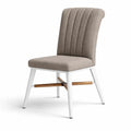 Stuhl aus Polyestergewebe mit Metallsockel, Taupe