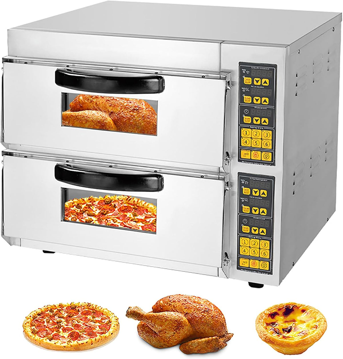 OmePS Pizzamaker Commerciële Pizza Oven, 16 inch Pizza Dubbeldek, voor Restaurant Thuis, Voor Pizza Brood Taarten