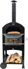 HEAT Outdoor Living Pizzaoven Ovnhus, 50 x 36 x 160 cm, zwart, multifunctioneel, met houtskoolgrill en briketten, voor buiten