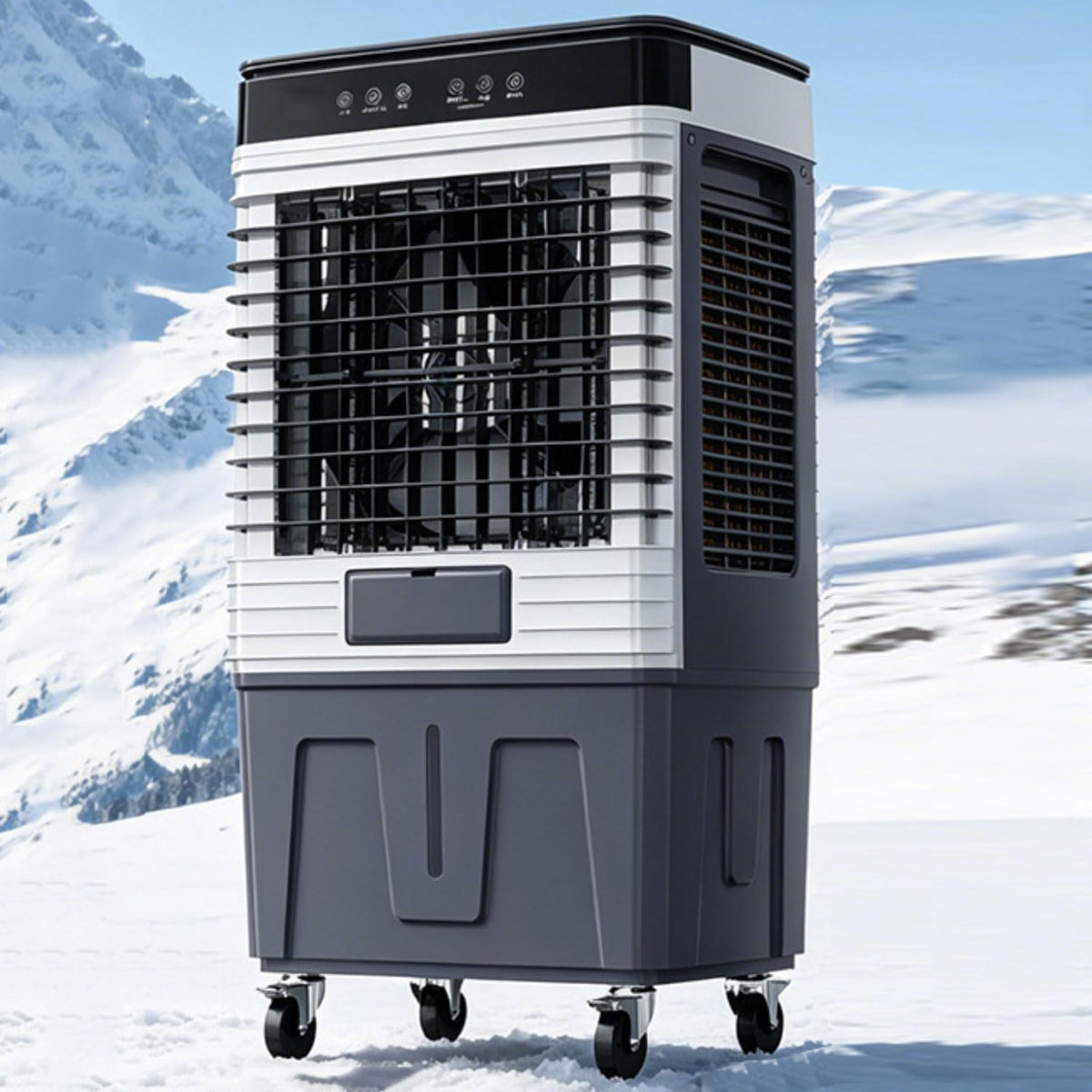 Gwfblid Mini Draagbare luchtkoeler, met 4 universele wielen, oscillatie van 120 graden, 3 snelheden, 4 ijsverpakkingen, voor commercieel gebruik