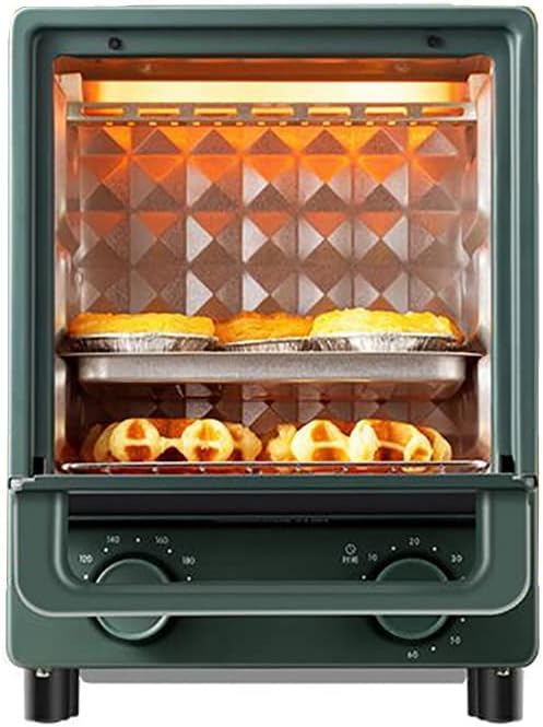 Mxxhfc Mini-oven Desktop, temperatuurregeling 80°C tot 200°C, met 60-minuten timer, 12L elektrische oven en grill, 800W vermogen, dubbele glazen deur