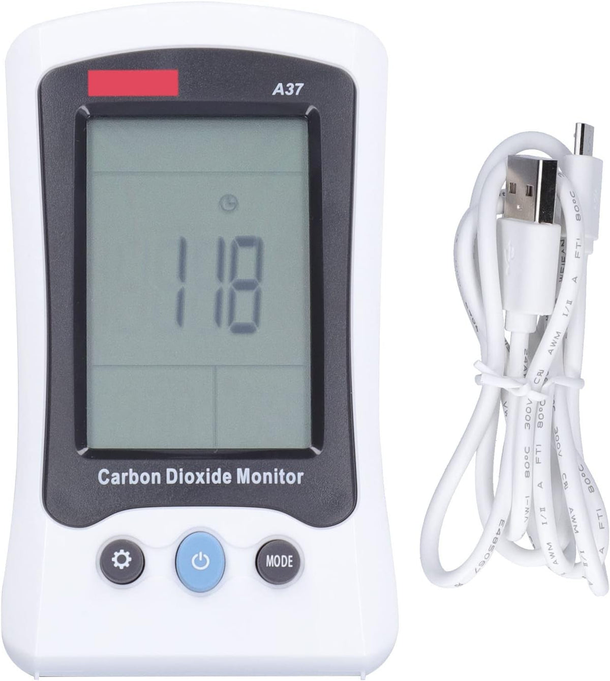 Koolmonoxidedetector Kikumi A37 Digitale Kooldioxide Detector CO2 Monitor Draagbare