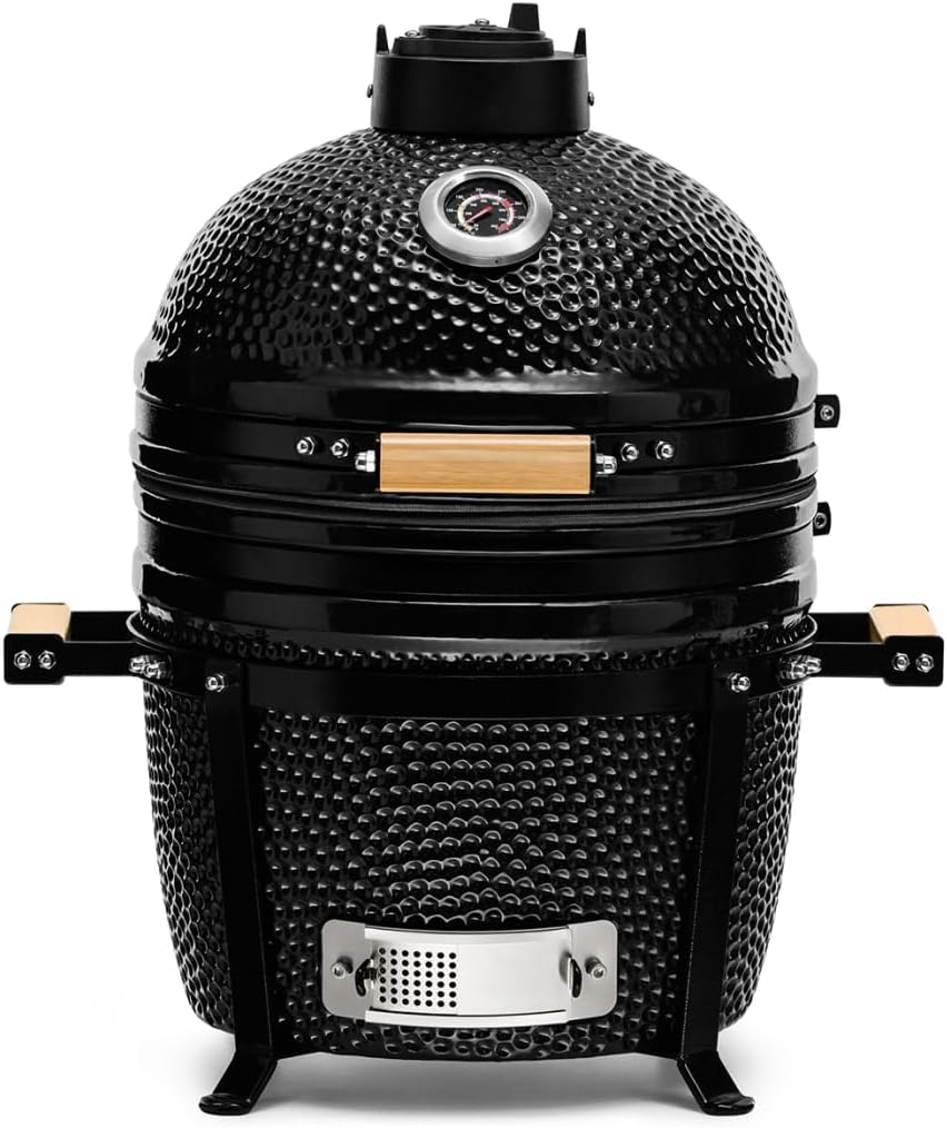 Kamado BONO Grill Keramische BBQ, 15 inch (40 cm) Minimo, Zwart I Kamado BBQ Houtskool Grill I Egg BBQ, voor koken, met standaard